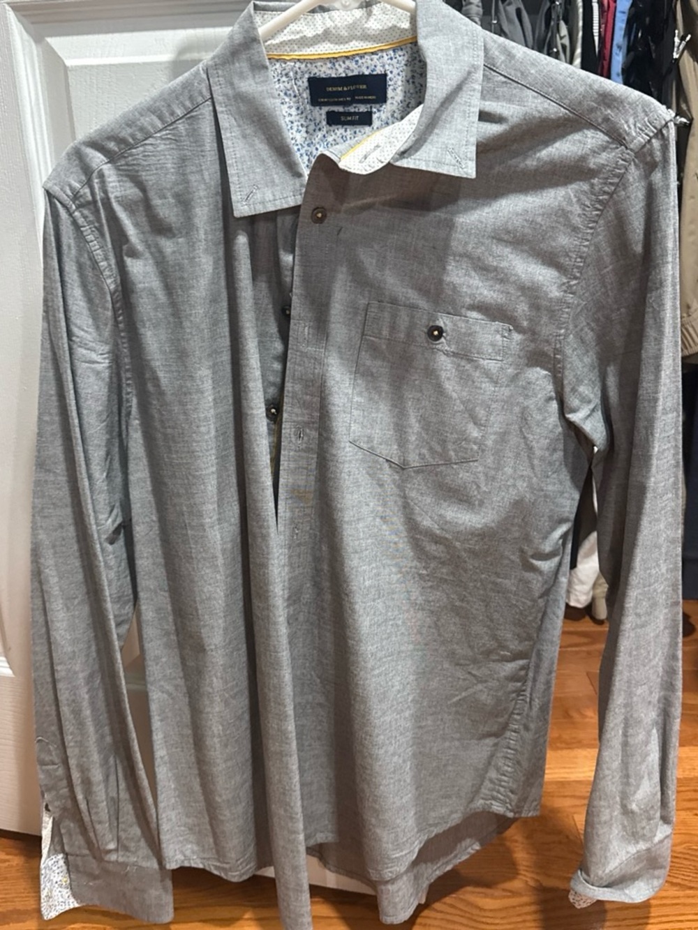 Kenneth Cole Reaction Men's Gray Long-Sleeve Button-Down Shirt